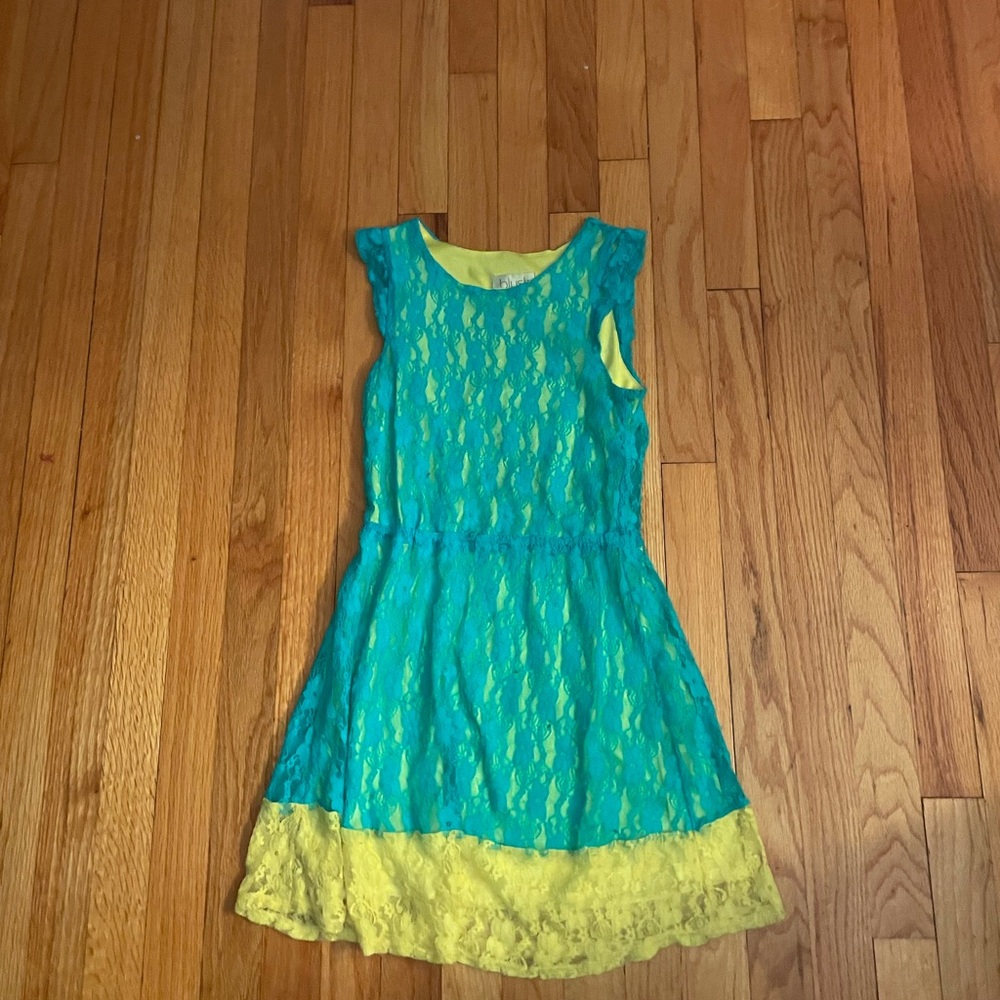 Blush by Us Angels Turquoise and Yellow Lace Dress